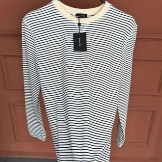 MASSIMO DUTTI Sweatshirt Beyaz-Siyah Çizgili
