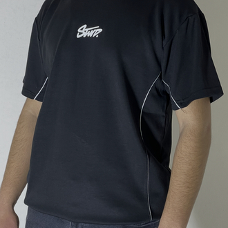 Premium Şerit Detaylı Siyah T-Shirt