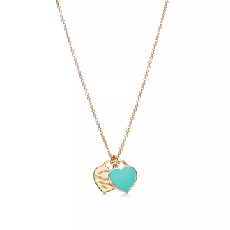 Tiff Double Mini Heart Blue Gold