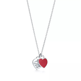 Tiff Double Mini Heart Red Silver