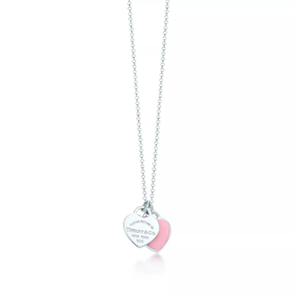 Tiff Double Mini Heart Pink Silver