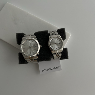 Lusso ~ Silver White Çift saati