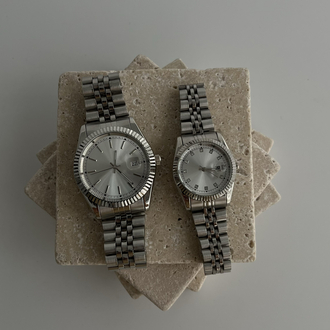 Lusso ~ Silver White Çift saati
