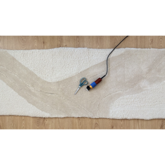 Topografik Monokrom Tufted Yolluk ve Duvar Panosu (198x65 cm)