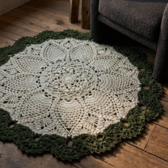 Botanical Circle: Organik Form | El Örgüsü Yuvarlak Halı (104 cm)