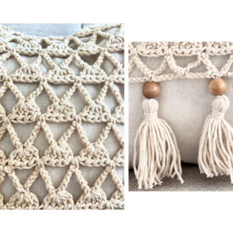 Mini Macrame Lumbar | Krem Tığ İşi Yastık Kılıfı