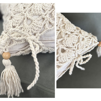 Openwork: Ajur Dokusu | El Örgüsü Kare Yastık (Kılıf)