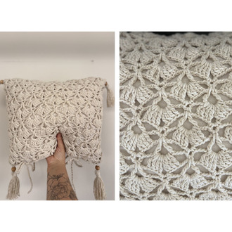 Openwork: Ajur Dokusu | El Örgüsü Kare Yastık (Kılıf)