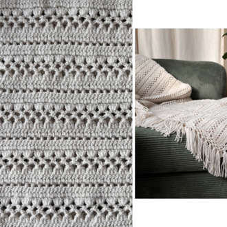 Soft White Lounge Set | El Örgüsü Battaniye & Silindir Yastık
