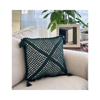 Emerald Diamond | Geometrik Tığ İşi Kare Yastık (Kılıf)