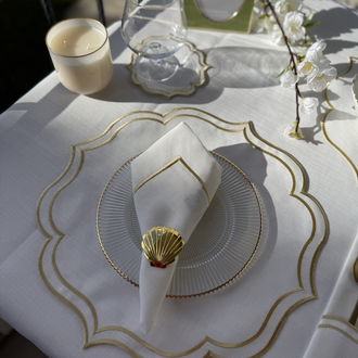 Beyaz Royal Amerıkan servıs 6 adet - Beyaz/Gold