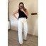Beyaz Geniş Paça Denim Pantolon