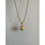 Çelik Çiçek Desen Uçlu Gold Kolye