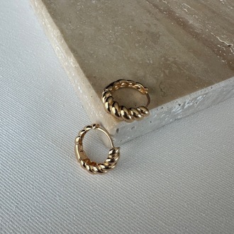 Xuping 18k Rose Gold 2 cm Spiral Desen Halka Küpe