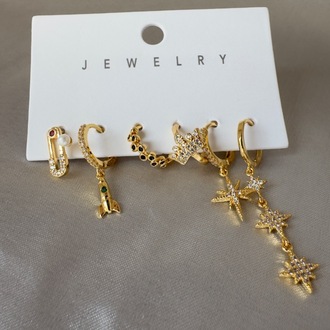 Vip 6 lı gold küpe set