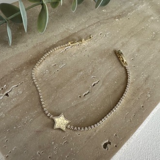Yıldızlı Su Yolu Gold Bileklik