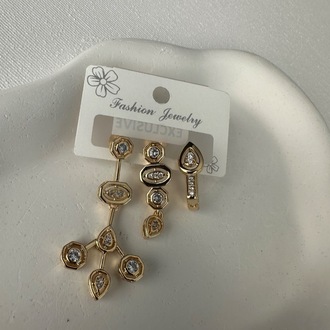 Xuping 14 k renginde 3 lü küpe seti