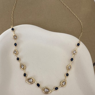 14k Vip Element Lacivert Taşlı Kolye