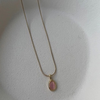 Çelik Gold Pembe Taşlı Kolye