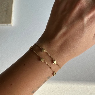 Çelik Gold 2 li Yıldız Desen Bileklik