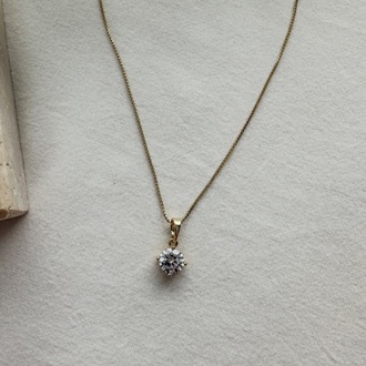 Xuping 14 k gold renginde tek taş kolye
