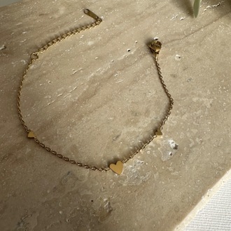 Çelik Gold Kalp Desen Bileklik