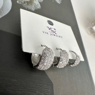 Ysx vip silver renkte 3 lü küpe seti