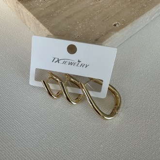 Vip Gold 3 lü Küpe Set