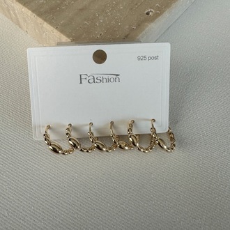 Vip Gold 6 lı Halka Küpe Set