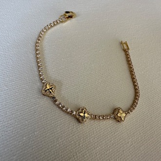 Çelik Su Yolu Yonca Desen Gold Bileklik