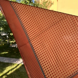 Pembe puantiyeli ipek saten fular 70*70