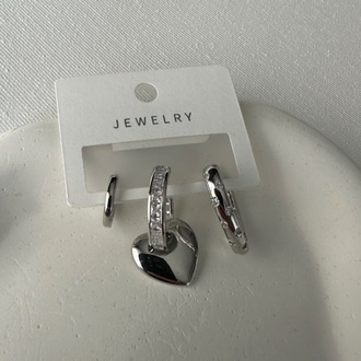 Ysx Vip silver renkte 3 lü küpe seti