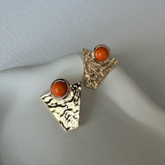 Turuncu gold plaka özel seri küpe