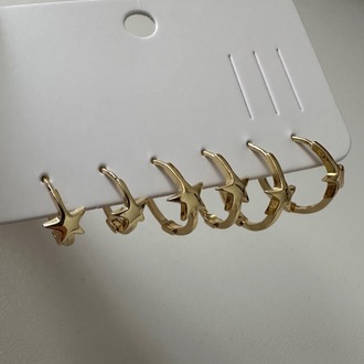 Vip Gold Yıldızlı Küpe Set 6 lı (2 şer çift )