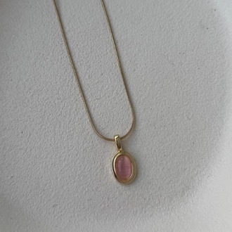 Çelik Gold Pembe Taşlı Kolye