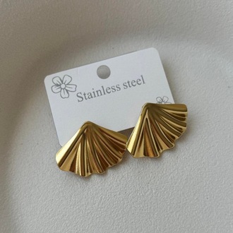 Yelpaze çelik gold küpe