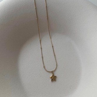 Çelik Gold Yıldız Desen Kolye