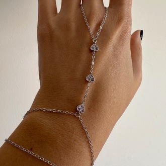 Vip Silver Pembe Taşlı Kalp Desen Şahmeran