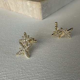 Vip Gold Yıldız Desen Kıkırdak Earcuff ( Tekli )