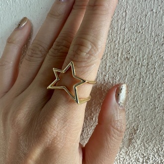 Vip 14k gold Yıldız Desen Ayarlanabilir Yüzük (tekli)