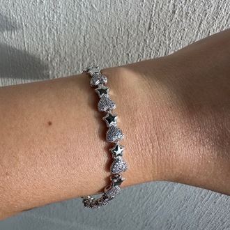 Xuping Silver Kalp ve Yıldız Desen Bileklik
