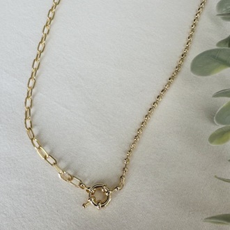 Xuping çift zincir detaylı gold kolye