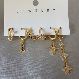 Vip 6 lı gold küpe set