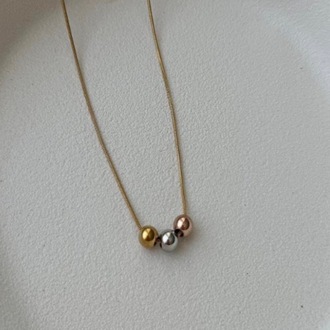 Çelik Gold 3 Farklı Renk Topçuk Model Kolye