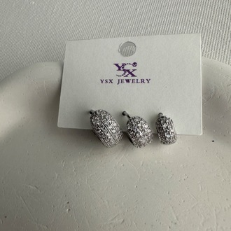 Ysx vip silver renkte 3 lü küpe seti