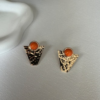 Turuncu gold plaka özel seri küpe