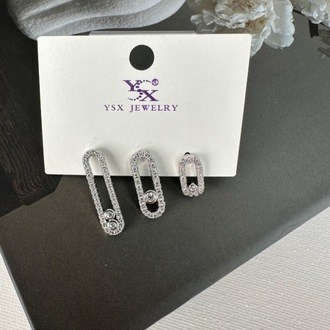 Ysx vip silver renkte 3 lü küpe seti