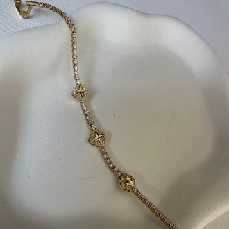 Çelik Su Yolu Yonca Desen Gold Bileklik