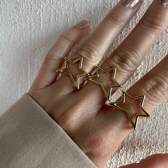 Vip 14k gold Yıldız Desen Ayarlanabilir Yüzük (tekli)