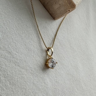 Xuping 14 k gold renginde tek taş kolye